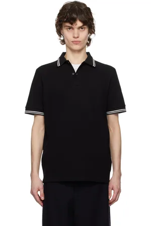 Moncler Black Striped Trim Cotton Piquet Polo