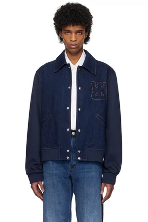 WALES BONNER Blue Echo Denim Varsity Jacket