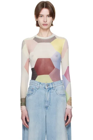 J.W.Anderson Multicolor Patchwork Print Sheer Long Sleeve T-shirt