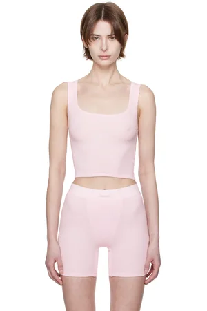 SKIMS Pink Cotton Rib Tank Top