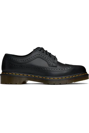 Dr. Martens Black 3989 Yellow Stitch Smooth Leather Brogues