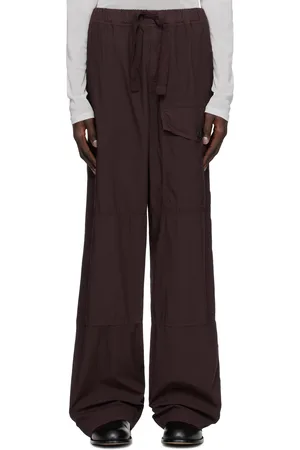 DRIES VAN NOTEN Burgundy Overdyed Cargo Pants