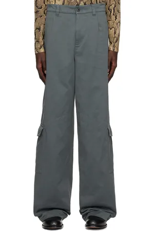 DRIES VAN NOTEN Gray Loose Cotton Cargo Pants