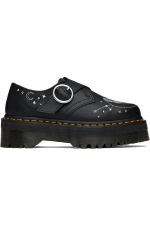 Dr. Martens Black Celestial Moth Leather Platform Monkstraps