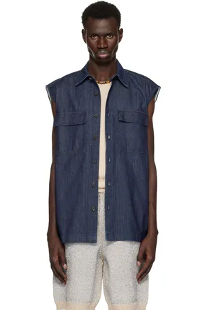 DRIES VAN NOTEN Navy Sleeveless Denim Shirt