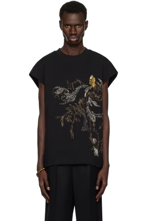 DRIES VAN NOTEN Black Embroidered Sleeveless T-shirt