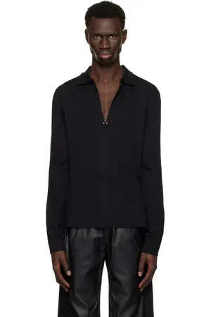 MUGLER Black Pierced Polo