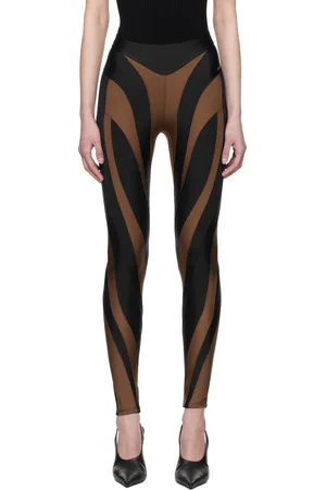 MUGLER Brown & Black Shiny Lycra Leggings