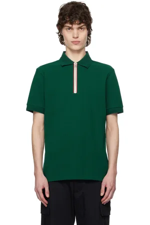 Moncler Green Tricolour Trim Cotton Piquet Polo