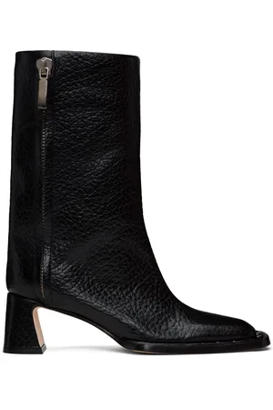 Miista Black Raleigh Grain Ankle Boots