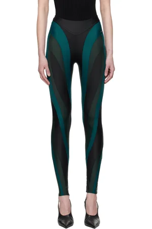 MUGLER SSENSE Exclusive Black & Green Eco Sport Lycra Leggings