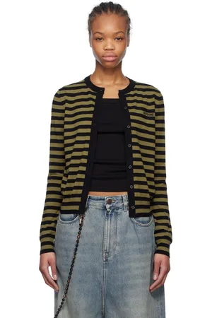 We11 Done Green & Black Striped Cardigan
