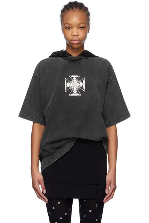 We11 Done Heart Cross Hooded T-shirt