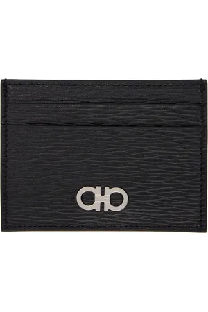 Salvatore Ferragamo Black & Red Gancini Credit Card Holder
