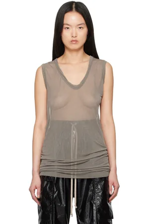 Rick Owens Gray Hollywood V Neck SL Tank Top
