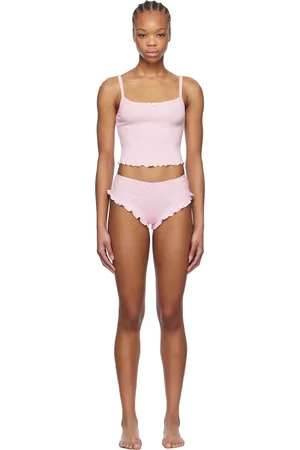 SKIMS Pink Logo Pointelle Cropped Cami Pyjama Set