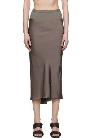 Rick Owens Gray Hollywood Knee Bias Midi Skirt