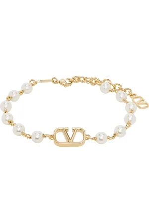 VALENTINO GARAVANI Gold & White VLogo Signature Bracelet