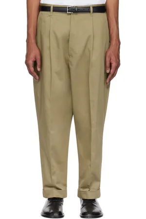Ami Khaki Cotton Carrot Oversized Trousers
