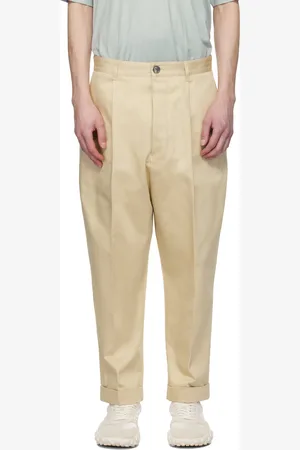 Ami Beige Cotton Carrot Oversized Trousers
