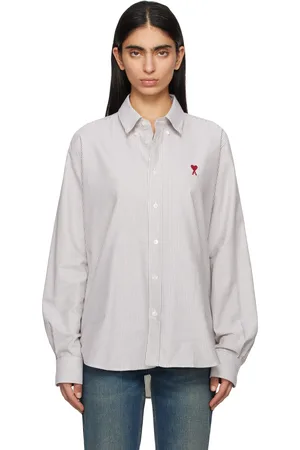 Ami Taupe & Off-White Cotton Button-Down Ami de Coeur Shirt