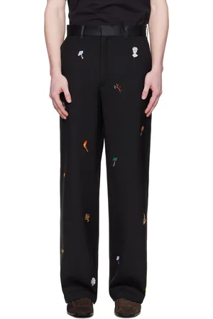 Casablanca Black Embroidered Motif Tailored Trousers