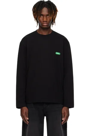 Solid Black Crack Back Logo Long Sleeve T-shirt