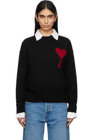 Ami Black Wool Ami de Coeur Sweater