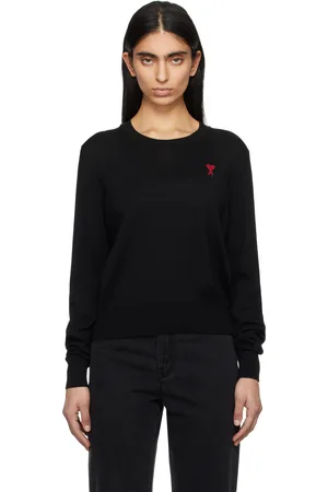 Ami Black Wool Ami de Coeur Crew Neck Sweater
