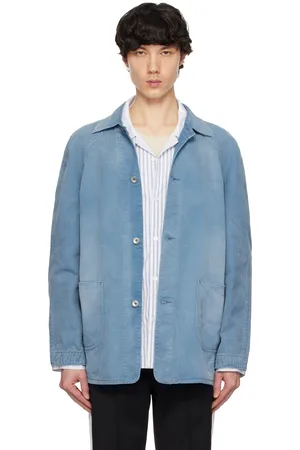 Maison Margiela Blue Distressed Caban Denim Jacket