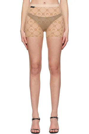 Marine Serre SSENSE Exclusive Beige Mesh Flock Shorts