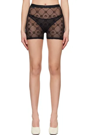 Marine Serre SSENSE Exclusive Black Mesh Flock Shorts