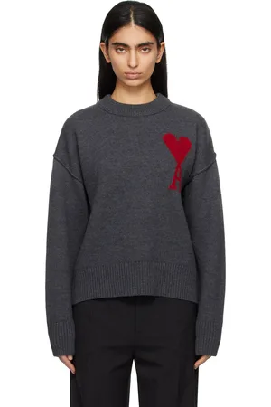 Ami Gray Wool Ami de Coeur Sweater