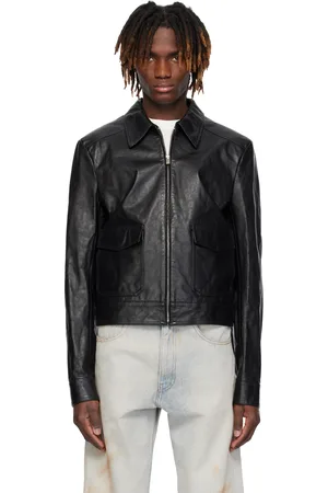 Maison Margiela Black Creased Leather Jacket