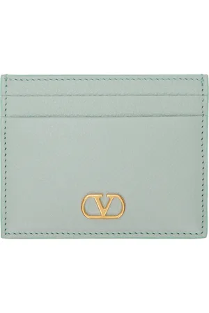 VALENTINO GARAVANI Blue Vlogo Signature Grainy Calfskin Card Holder