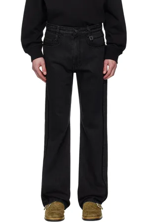WOOYOUNGMI Black Crochet Straight Jeans