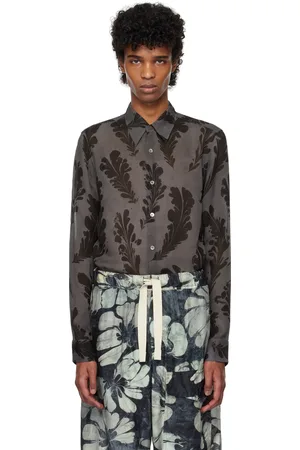 DRIES VAN NOTEN Gray Tight Fit Shirt