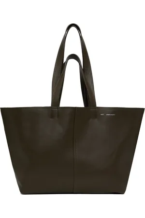 Ami Khaki Leather Midi Tote
