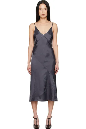 DRIES VAN NOTEN Purple Satin Midi Dress