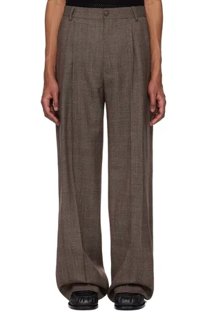 DRIES VAN NOTEN Brown Creased Trousers
