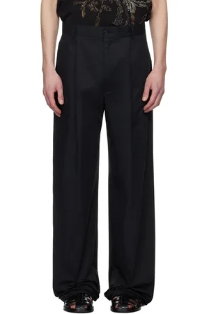 DRIES VAN NOTEN Black Pleated Trousers