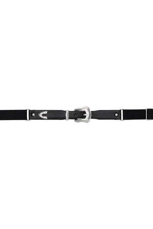 TOGA PULLA Black Leather Nylon Belt