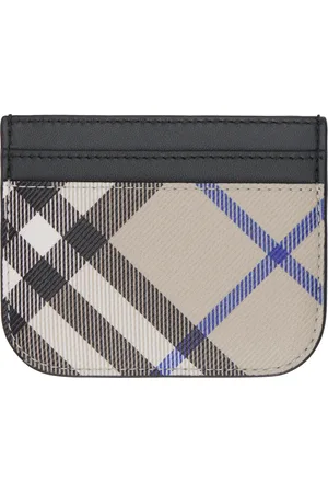 Burberry Black & Beige Check Card Holder