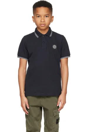 Stone Island Kids Navy 21348 Organic Stretch Cotton Piqué Polo