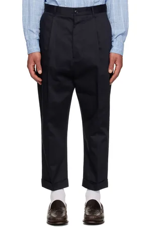 Ami Navy Cotton Carrot Oversized Trousers