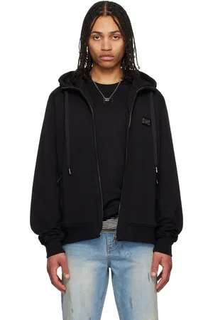 Dolce & Gabbana Black Jersey Zip-Up Hoodie