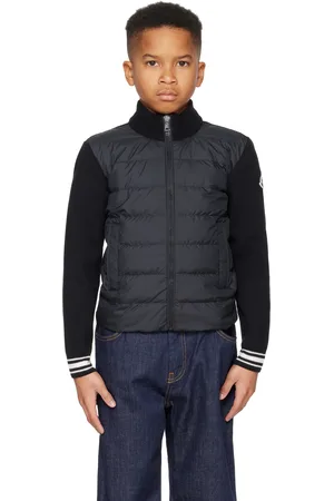 Moncler Big Kids Black Paneled Down Cardigan