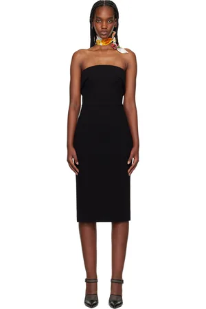 Dolce & Gabbana Black Wool Crêpe Strapless Midi Dress
