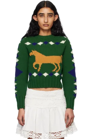 BODE Green Diamond Corral Sweater