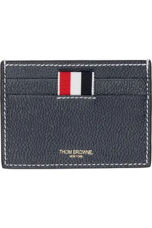 Thom Browne Navy Heavy Stitch Pebble Grain Leather Card Holder